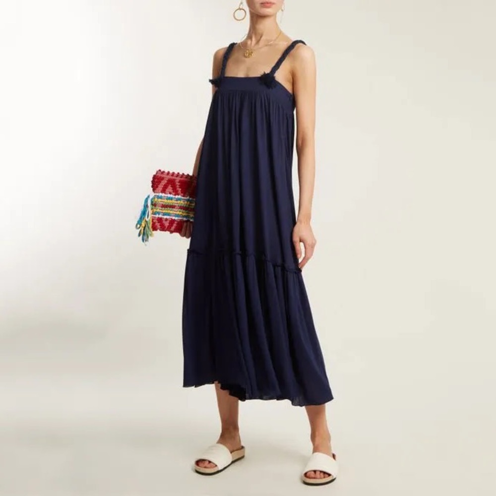 See by Chloe squared neck braid trimmed jersey dress cotton